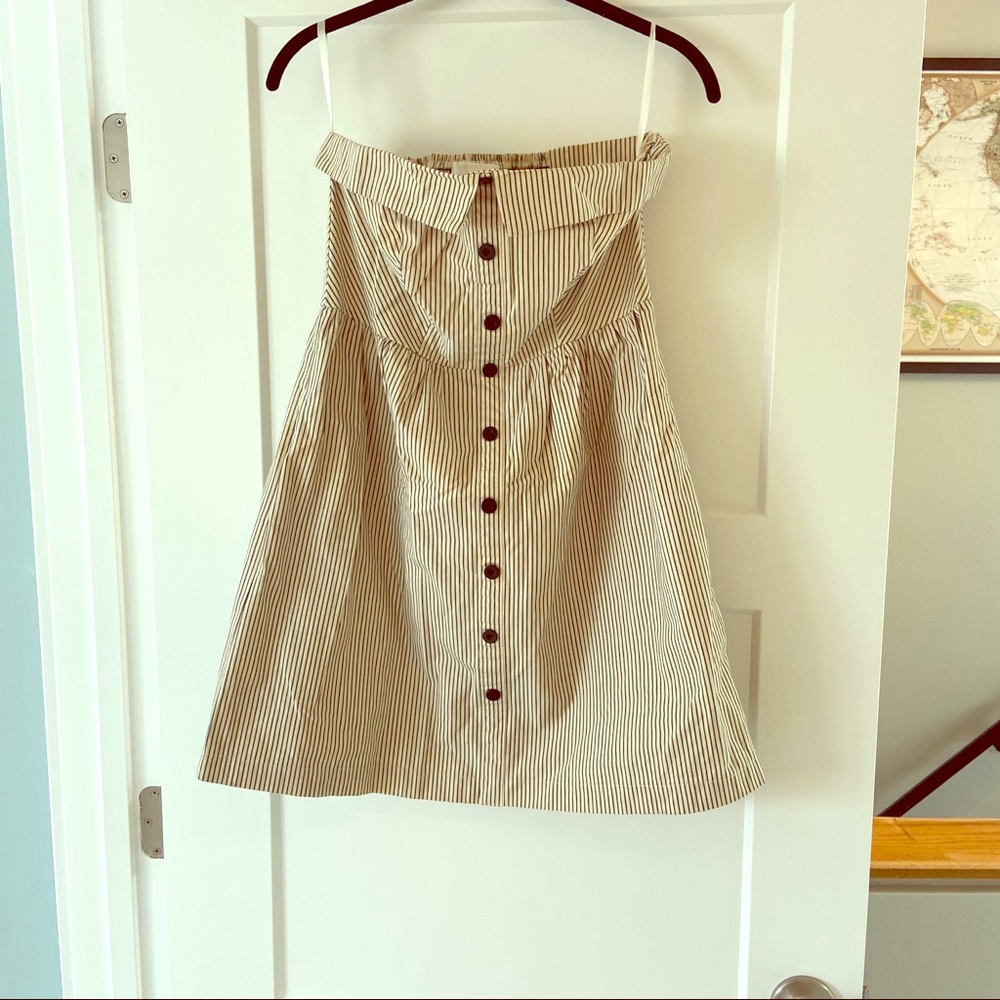 Strapless pin-striped summer dress